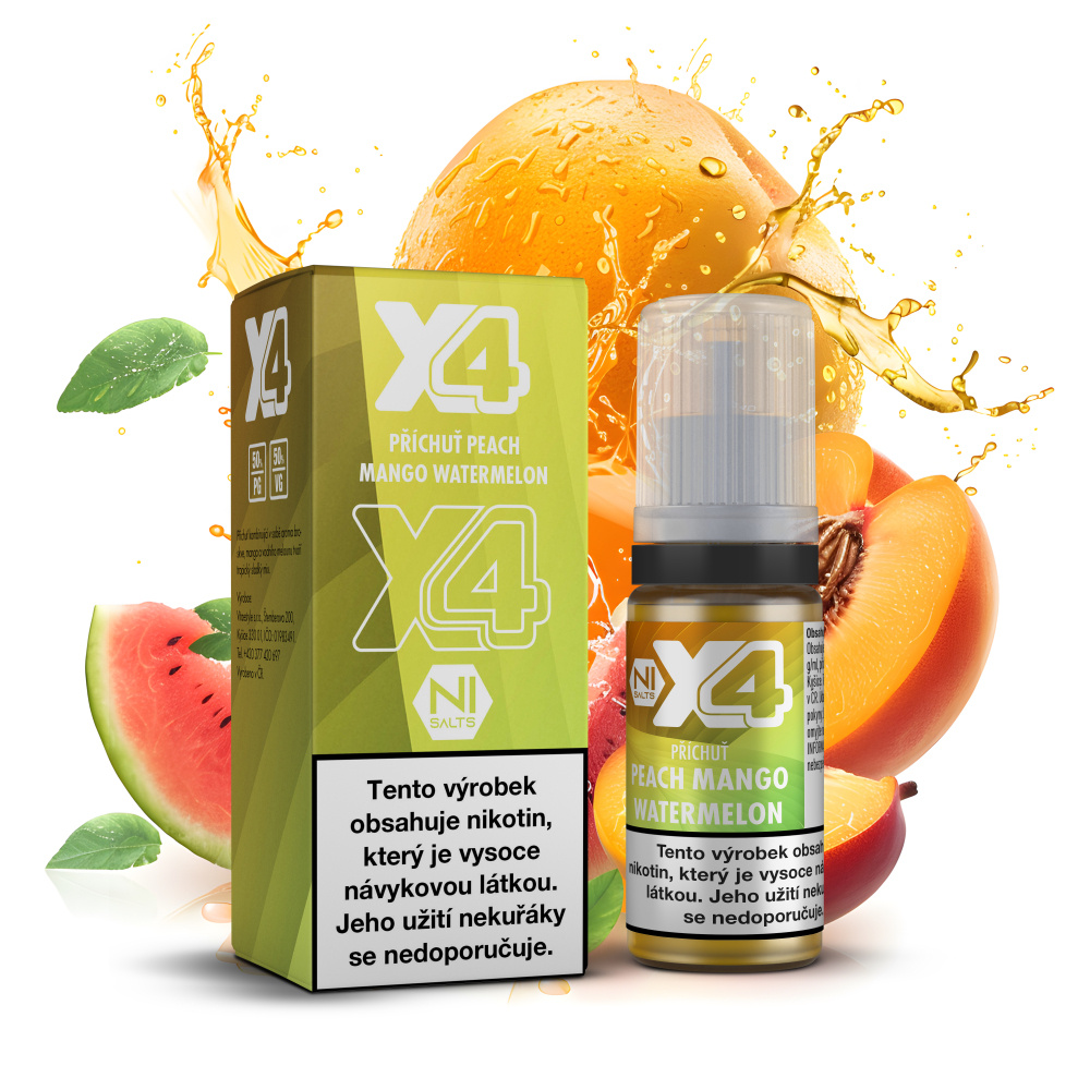 X4 Bar Juice - Peach Mango Watermelon 10ML - 20MG X4 Bar Juice - Peach Mango Watermelon 10ML - 20MG