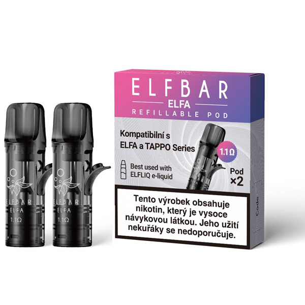 Elf Bar ELFA POD plnitelná cartridge 2ML 1,1Ω 2KS Elf Bar ELFA POD plnitelná cartridge 2ML 1,1Ω 2KS